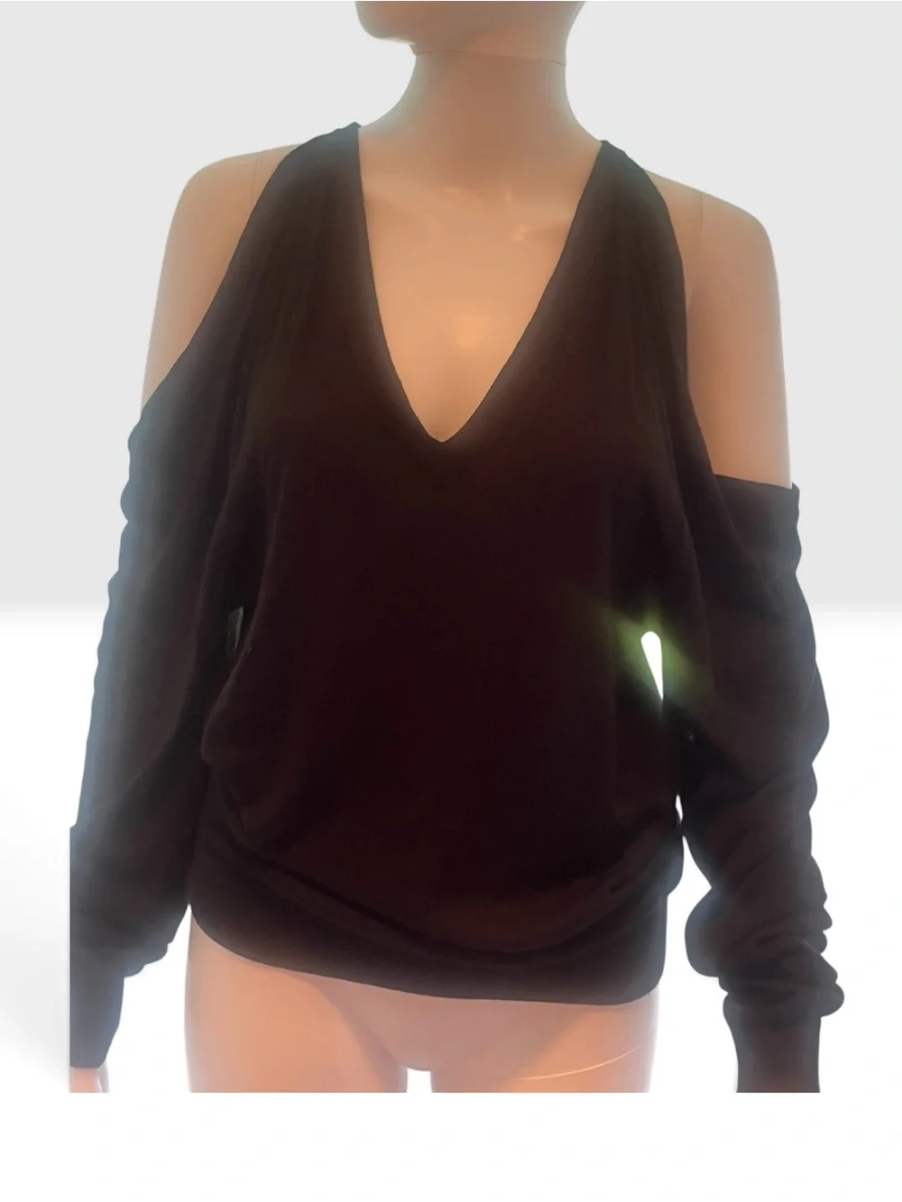 Michael Kors Black Cold-Shoulder V-Neck Sweater